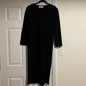 Long Black Dress with 3/4 Length Sleeve